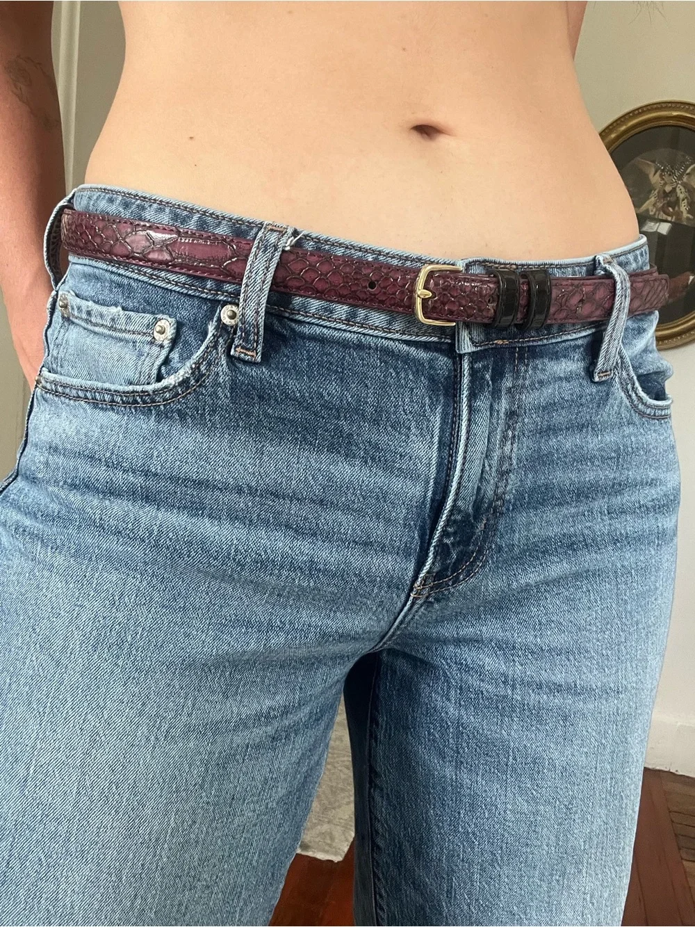 J.Crew Pink Faux Crocodile Belt - Picture 3 of 7